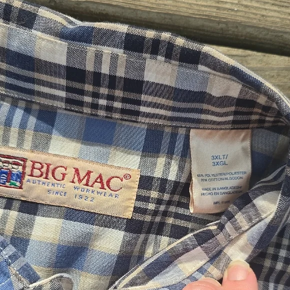 Blue Plaid Long Sleeve Dress Shirt - Picture 2 of 6